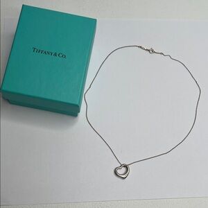 Tiffany & Co Classic Iconic Elsa Peretti Silver 15mm Open Heart 16" Necklace